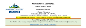 Meeting notice for October 23, 2024 Full Commission Meeting with In-person only attendance